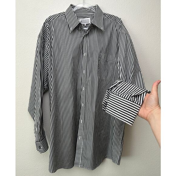 Maison Margiela Line 10 Oversized Striped Shirt Black/White Men’s US S (EU 38) - Picture 1 of 16